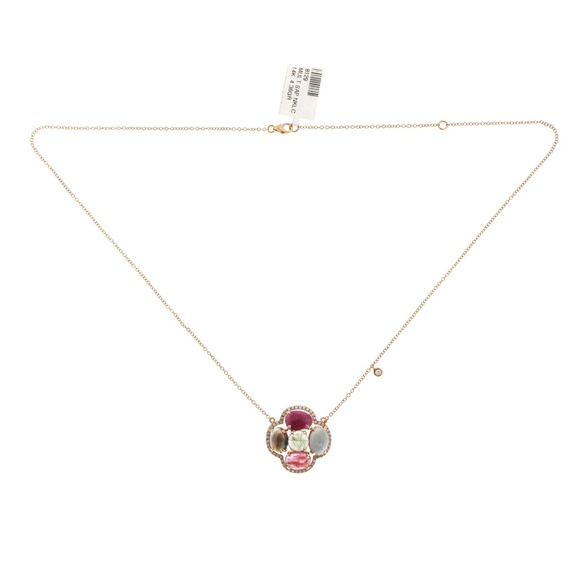 Sliced Multi Sapphire Gold Flower Necklace